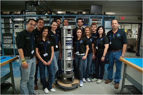 FIGURE 4.7 Students and mentors with their RockOn! payload. SOURCE: NASA Sounding Rocket Program Office.