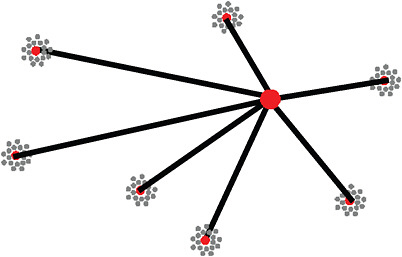 FIGURE 8-2 Typical NIH clinical trial network with academic health center sites surrounding the hub of a data coordinating center.