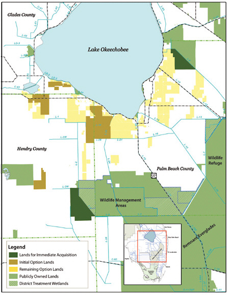 FIGURE 3-12 U.S. Sugar Corporation land to be acquired by the SFWMD, including option lands.