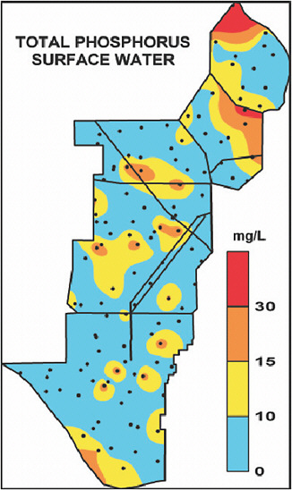 FIGURE 5-12 Total phosphorus concentration in surface water during November 2005.