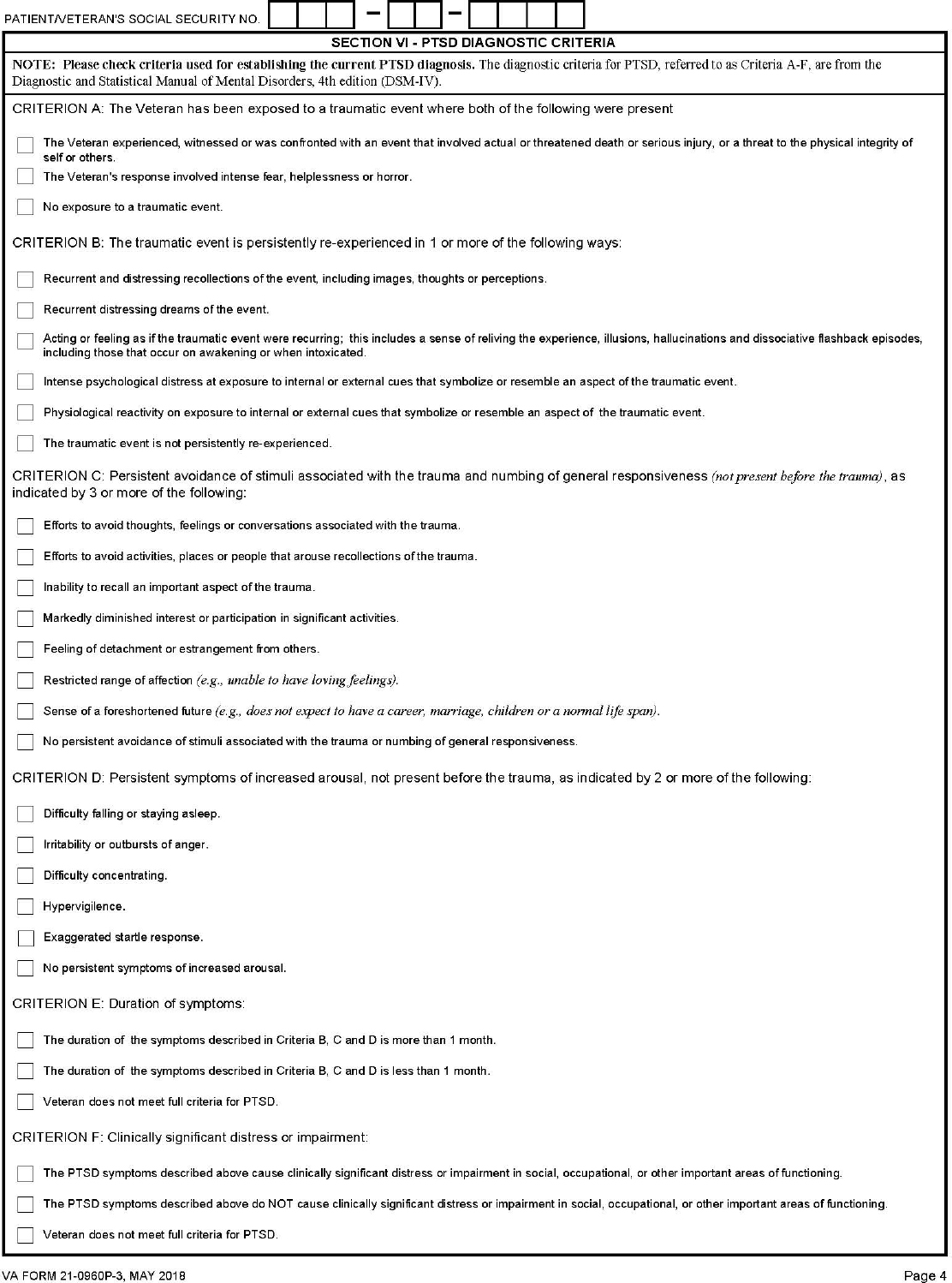 Appendix J Review Posttraumatic Stress Disorder Ptsd Disability Benefits Questionnaire Evaluation Of The Disability Determination Process For Traumatic Brain Injury In Veterans The National Academies Press