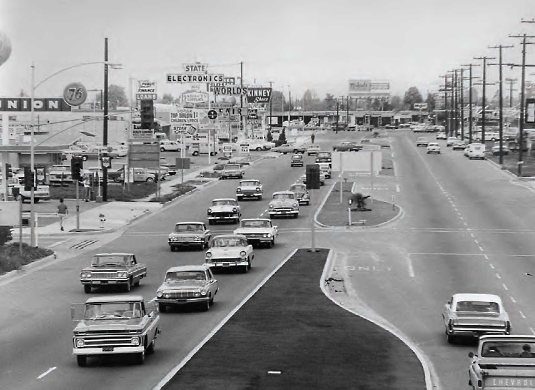 Harbor Boulevard in Orange County, California, in the mid-1960s. The 1965 edition of the HCM introduced the concept of levels of service, and HCM6 offers tools for additional performance measures.