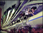 Engineers fine-tune the Brookhaven National Laboratory's Relativistic Heavy Ion Collider in New York. 